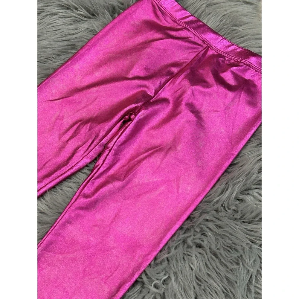 Frenchie Girls Bright‎ Metallic Pink Leggings Size 3T NWT